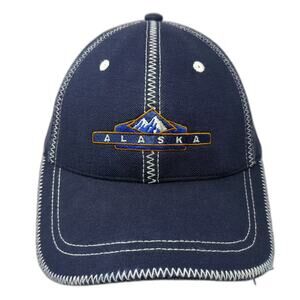 Sherry Alaska Mountain Embroidered Baseball Cap Blue White Hat OS Adjustable